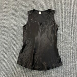 Design Todays Style D-399 Women Black Satin Shimmer Tank Top Small Made in USA S